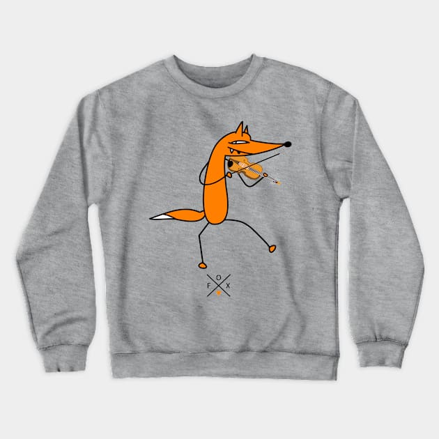 Fox and violin Crewneck Sweatshirt by spontania